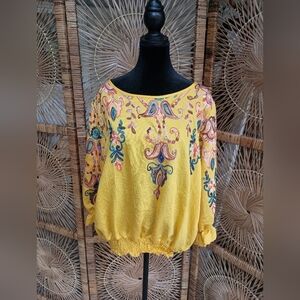 NWT Sapphire Embroidered Yellow Women's Top_XL